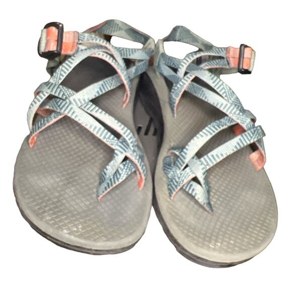 Chaco Women's Adjustable Sandals in Gray Blue and Pink Orange Size 8 - Picture 2 of 6
